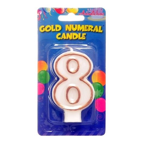 Candle - Numeral 8 Gold Edge  (1)