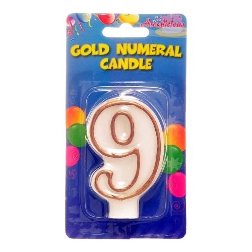 Candle - Numeral 9 Gold Edge  (1)