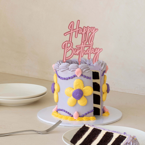 HAPPY BIRTHDAY - Pink Opaque/Pink Layered Topper