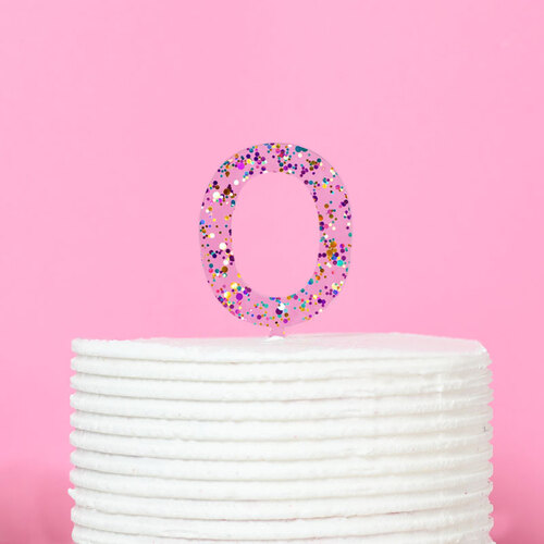 NUMBER 0 - Rainbow Glitter Topper