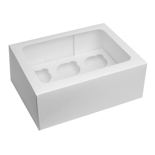 6 Hole Cupcake Box WHITE No Insert (ea)