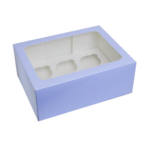 6 Hole Cupcake Box PASTEL BLUE No Insert (ea)