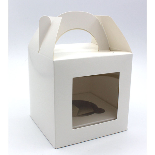 1 Hole Cupcake Box  WHITE - Tag Handle