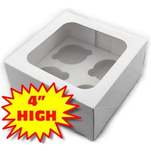 4 Hole Cupcake Box 180x180x100mm Large WHITE