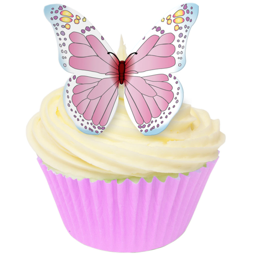 Edible Pink White & Baby Blue Butterflies (12)