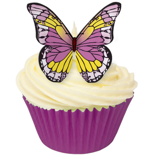 Edible Purple and Yellow Wafer Butterflies (12)