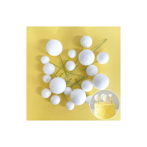 DECO FOAM BALL TOPPER | 20 PC SET - GILLTER WHITE