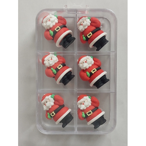 3D Santa Waving 25mm in Clear Reusable Hangsell Pack  (6)