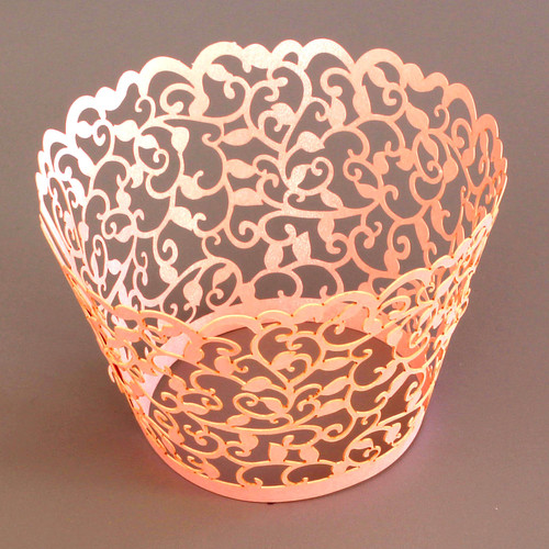 Cupcake Wrapper Pearl Pink Filigree (12)