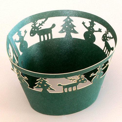 Cupcake Wrapper Pearl Green Christmas (12)