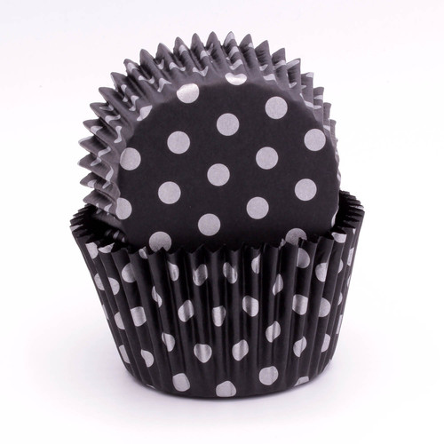 Patty Pan  #750 Black/Silver Polka Dots (24)