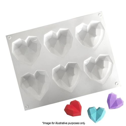3D Geo Hearts (6) Mini Silicone Mould
