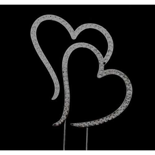 Bling Diamante 9cm Double Dancing Heart