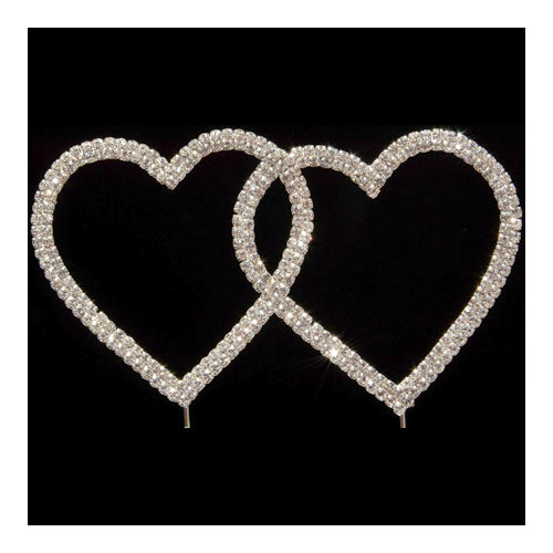 Bling Diamante 7cm Double Hearts