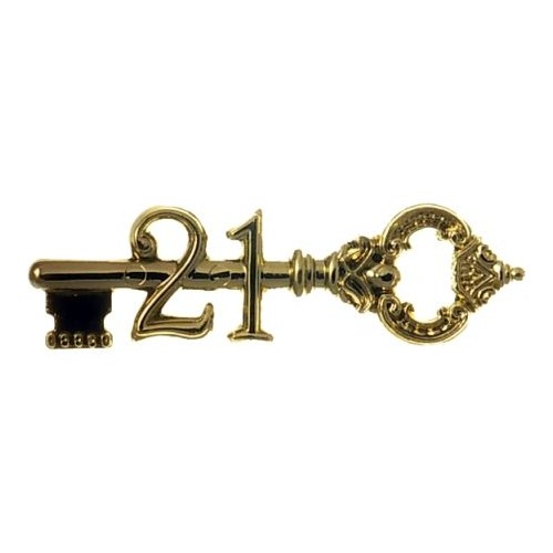 21st  Key  Antique 76mm Gold Small (Pk 24)