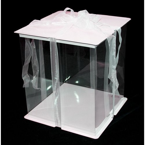 Clear Cake Box with Ribbon 10x10x12"