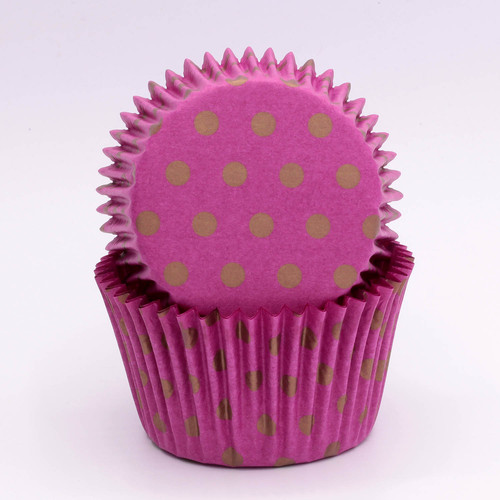 Confeta Patty Pan #750 Pink/Gold Polka Dots (500)