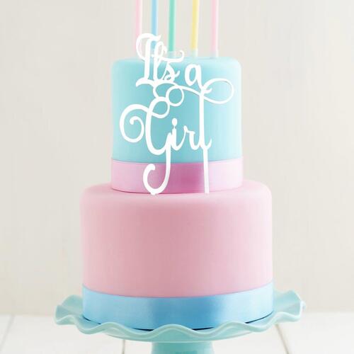 IT'S A GIRL - White Cake Topper