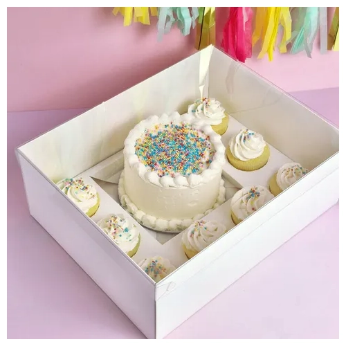 White Bento 8 Hole Cupcake Box