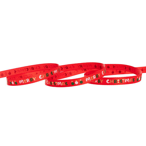 Grosgrain  Merry  Christmas Red Ribbon 
