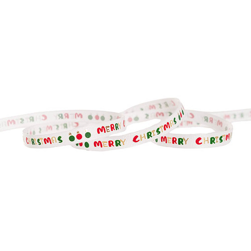Grosgrain  Merry  Christmas White  Ribbon 